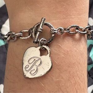 Silver Heart “B” Charm Bracelet